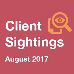 August 2017 Client Sightings