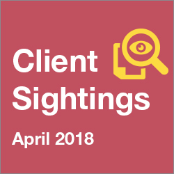 April 2018 Client Sightings