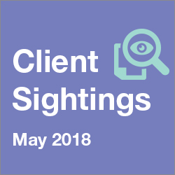 May 2018 Client Sightings
