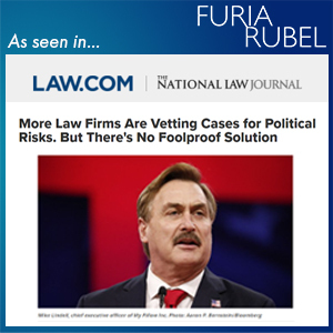 ‘More Law Firms Are Vetting Cases for Political Risks. But There’s No Foolproof Solution’ [Gina Rubel Quoted in Law.com/The National Law Journal] Thumbnail
